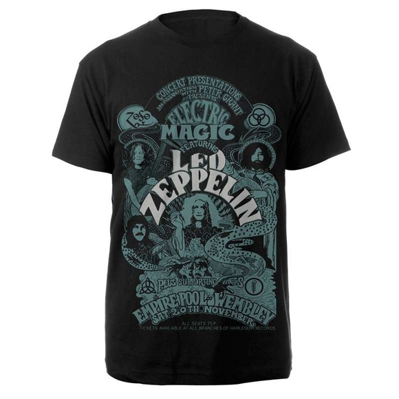 (B52) Led Zeppelin Electric Magic Black T-Shirt concert Shortsleeve, Sz XXL, NWT - Picture 1 of 8